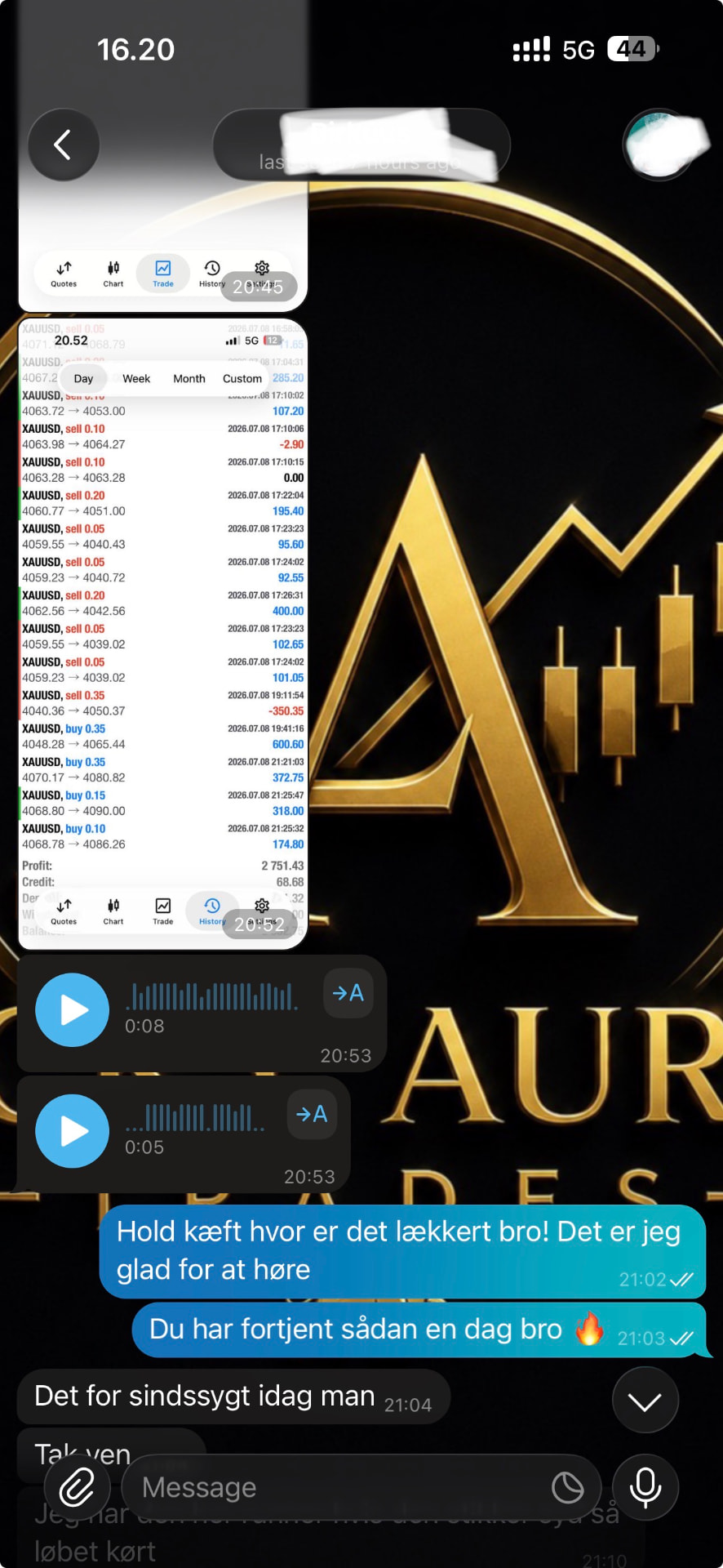Trading result shared by Patrick
